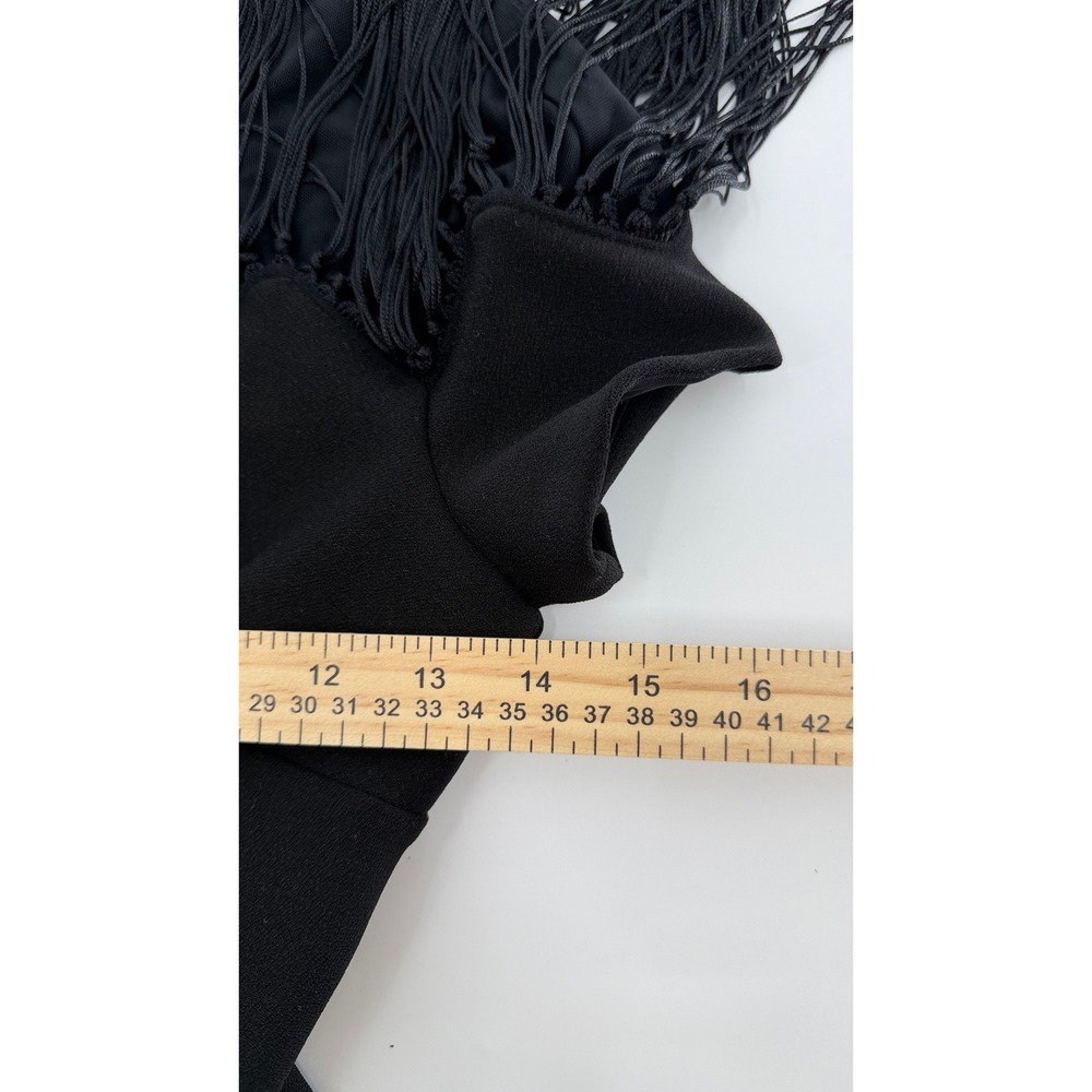 Marciano XS Bodycon Little Black Dress Fringe Mesh Sheer Glam Cocktail Party - Picture 7 of 8